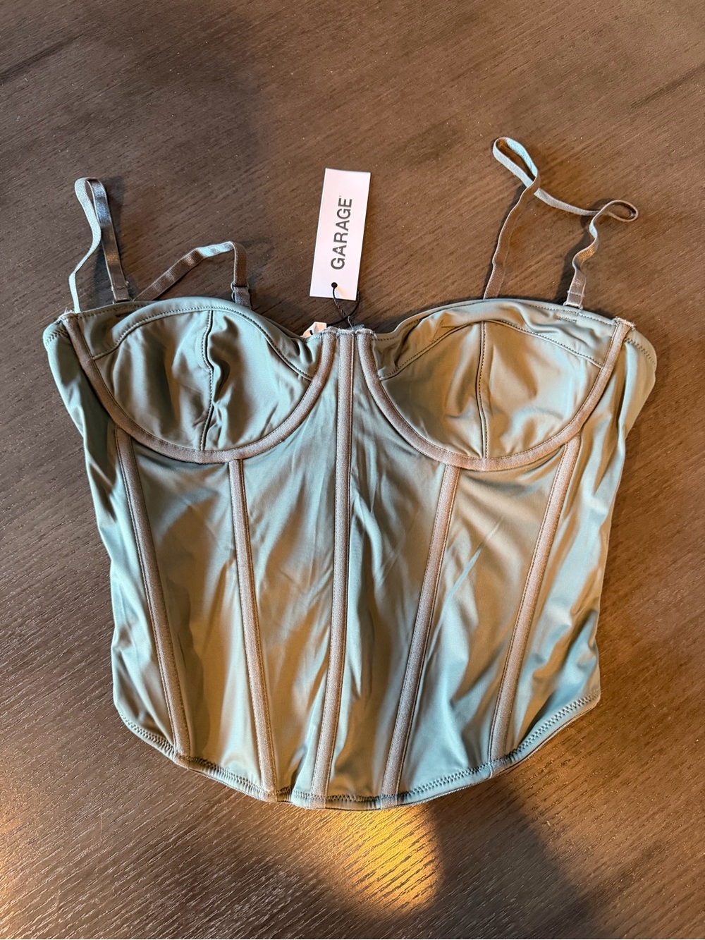 Garage Second Skin Bal Conette Sage Green Bustier Corset Top